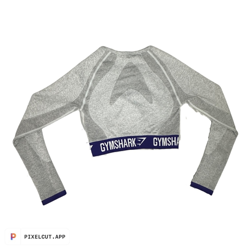 Gymshark Cropped Workout Shirt | Long Sleeve | Grey and Purple | Small